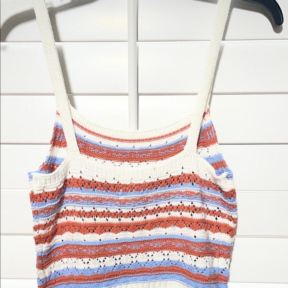 Hippie Rose Striped Knit Cami in Cream, Rust & Sky Blue - Picture 2 of 3